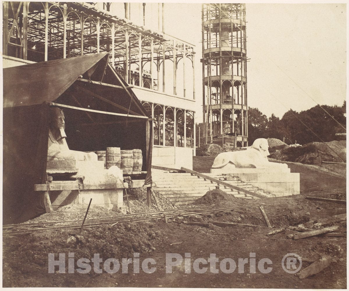 Photo Print : Philip Henry Delamotte - Carving a Sphinx : Vintage Wall Art