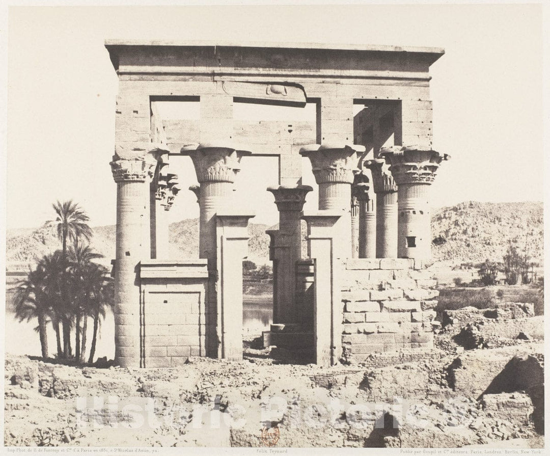 Photo Print : Félix Teynard - ILE de Fîleh (Philæ), Édifice de l'Est - Façade Occidentale - Vue du Point E : Vintage Wall Art