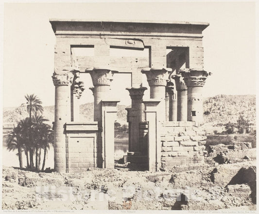 Photo Print : Félix Teynard - ILE de Fîleh (Philæ), Édifice de l'Est - Façade Occidentale - Vue du Point E : Vintage Wall Art
