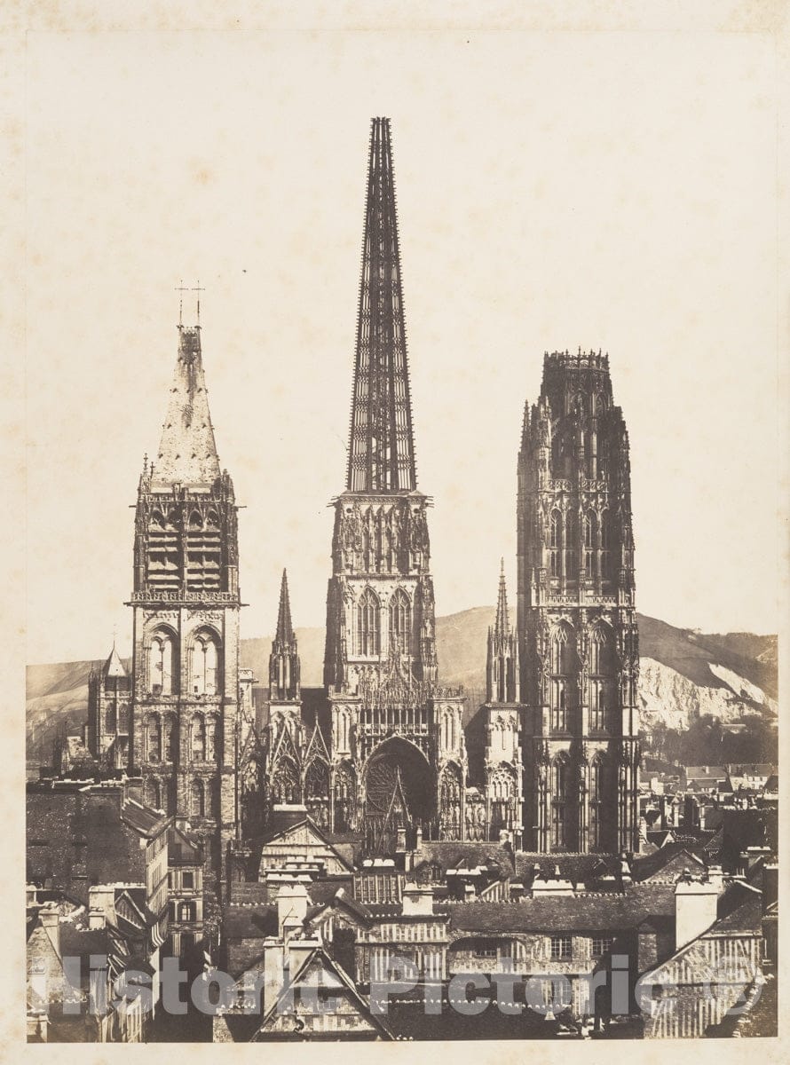 Photo Print : Edmond Bacot - Vue générale de la Cathédrale de Rouen : Vintage Wall Art