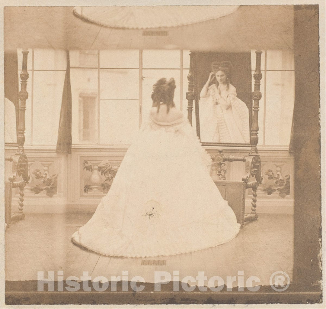 Photo Print : Pierre-Louis Pierson - Countess de Castiglione as Elvira at The Cheval Glass : Vintage Wall Art