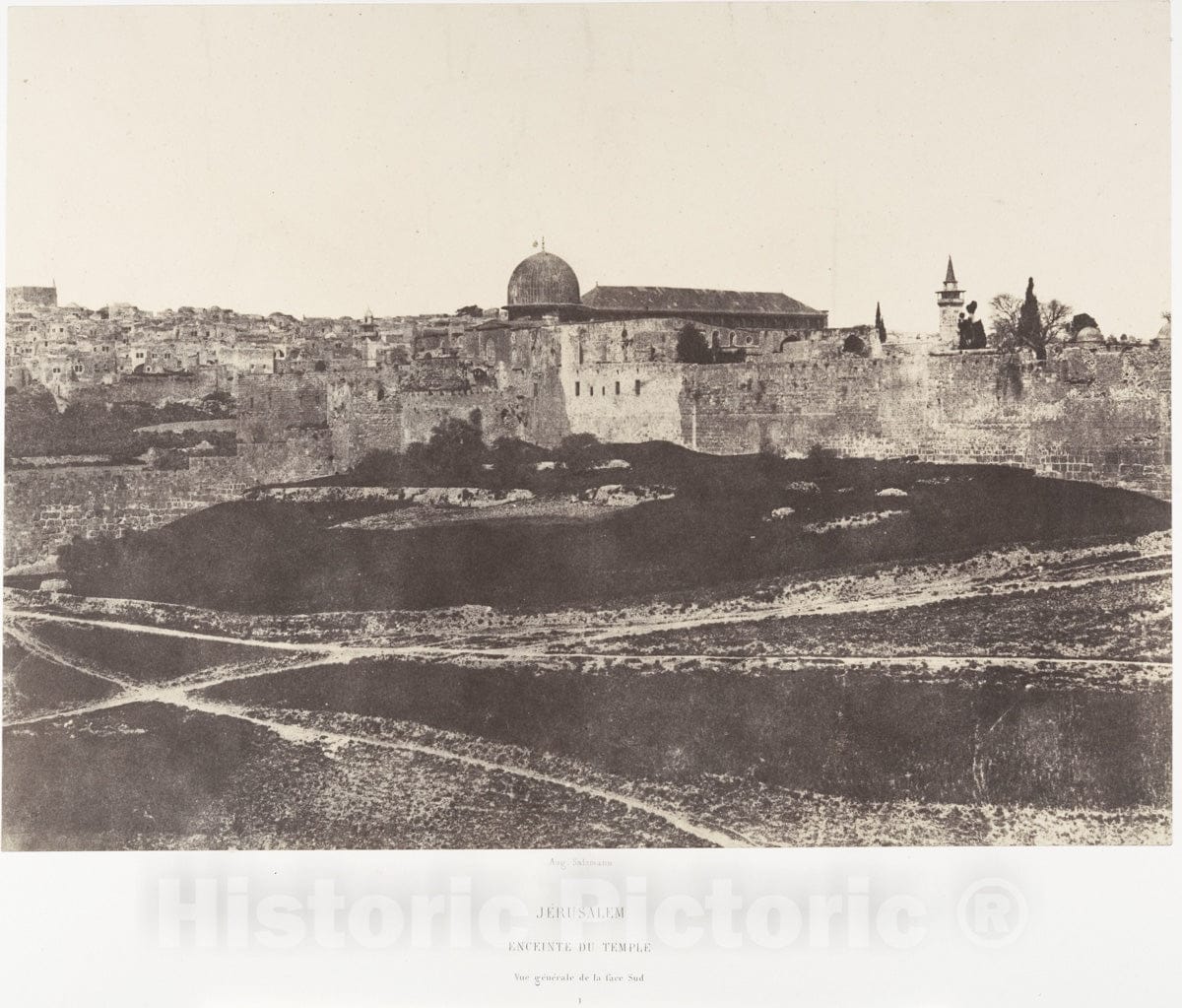Photo Print : Auguste Salzmann - Jérusalem, Enceinte du Temple, Vue générale de la face Sud 1 : Vintage Wall Art
