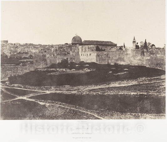 Photo Print : Auguste Salzmann - Jérusalem, Enceinte du Temple, Vue générale de la face Sud 1 : Vintage Wall Art