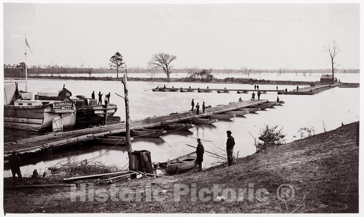 Photo Print : Egbert Guy Fowx - Pontoon Bridge : Vintage Wall Art