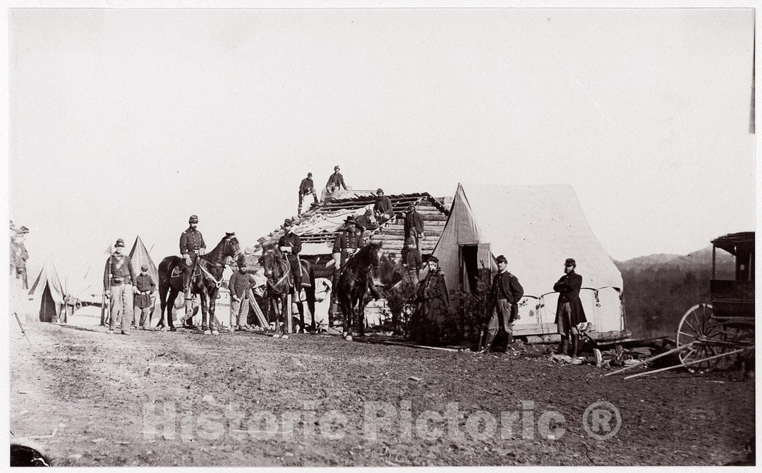 Photo Print : Formerly Mathew B. Brady - Building Winter Quarters : Vintage Wall Art
