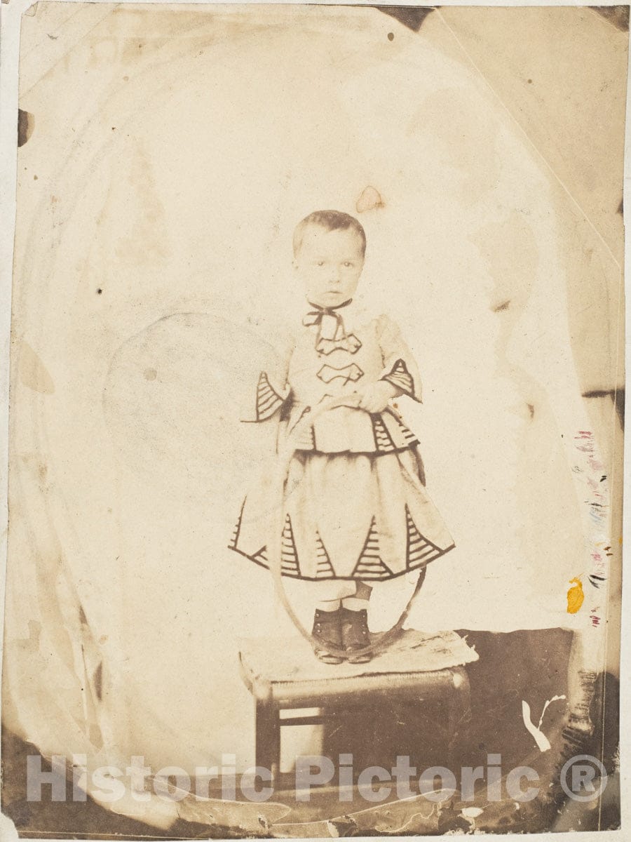 Photo Print : Child Posed with Hoop : Vintage Wall Art