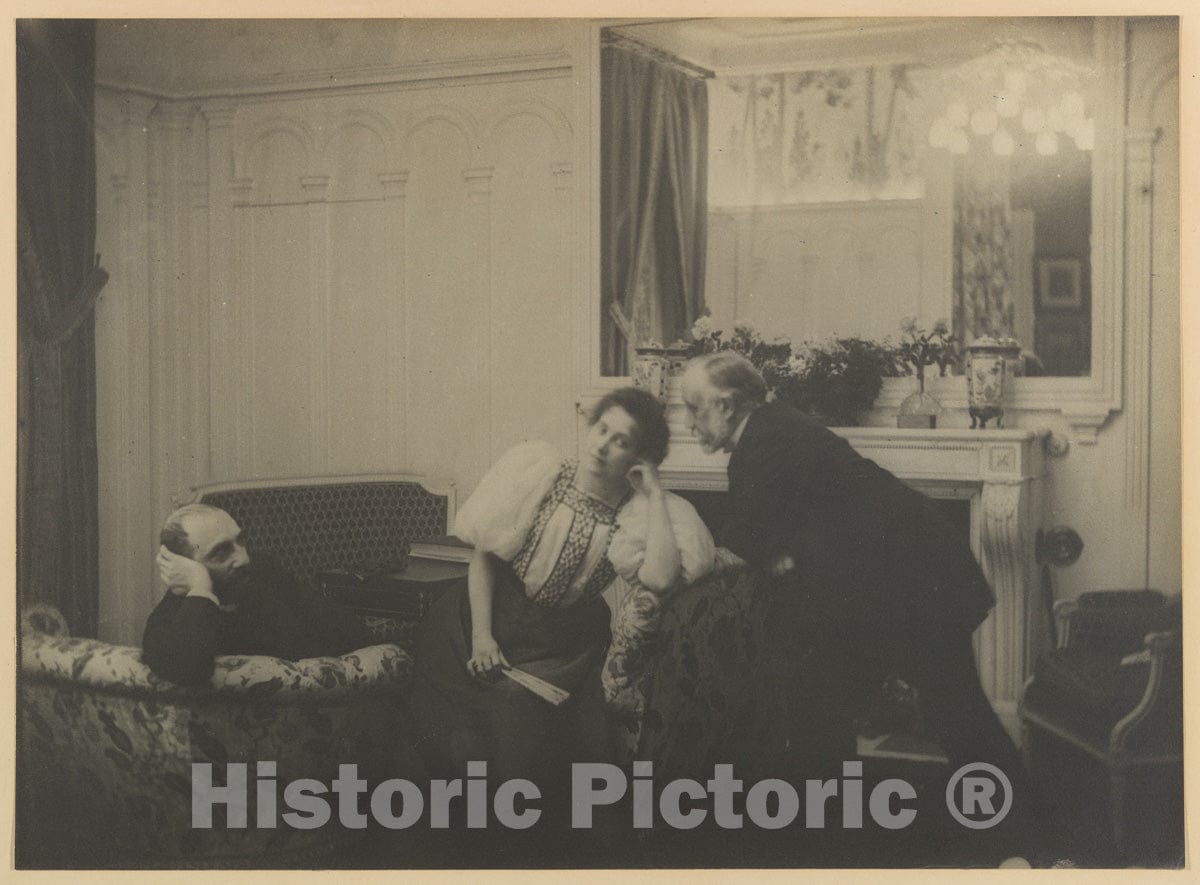 Photo Print : Edgar Degas - Paul Poujaud, Mme. Arthur Fontaine, and Degas : Vintage Wall Art