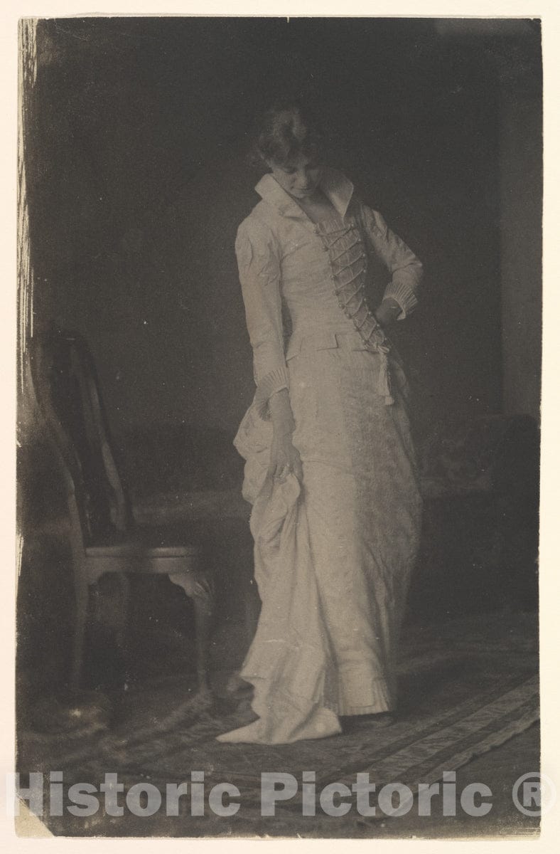 Photo Print : Thomas Eakins - Woman in White Laced-Bodice Dress in Studio of Thomas Eakins : Vintage Wall Art