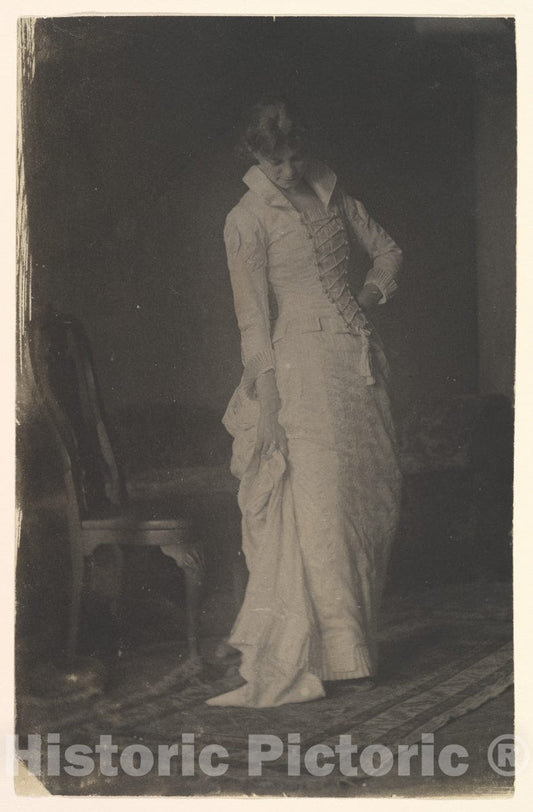 Photo Print : Thomas Eakins - Woman in White Laced-Bodice Dress in Studio of Thomas Eakins : Vintage Wall Art