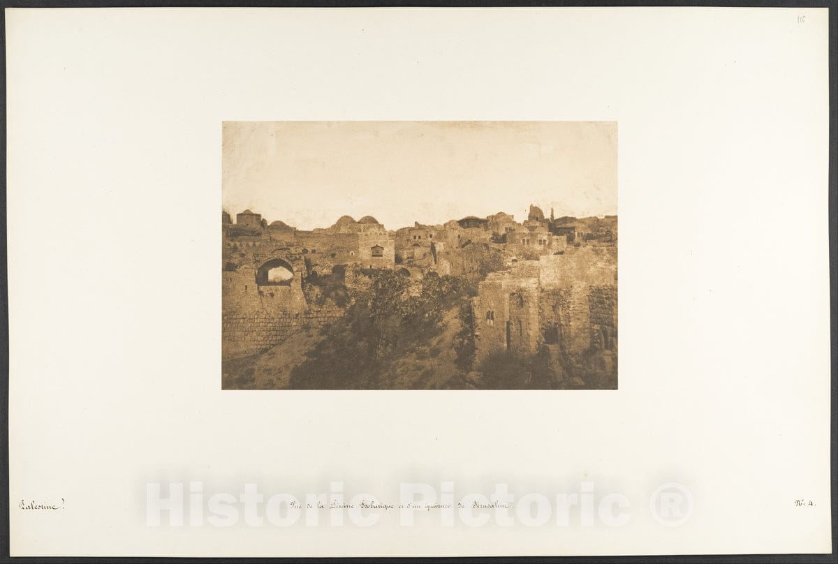 Photo Print : Maxime Du Camp - Vue de la Piscine Probatique et d'un quartier de Jérusalem : Vintage Wall Art