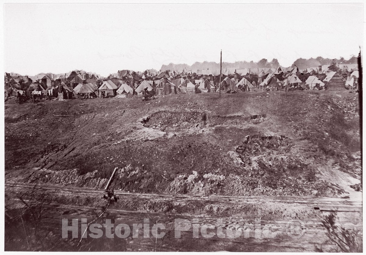 Photo Print : Andrew Joseph Russell - Camp of Construction Corps, U.S. Military Railroad at City Point : Vintage Wall Art
