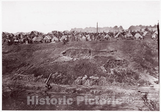 Photo Print : Andrew Joseph Russell - Camp of Construction Corps, U.S. Military Railroad at City Point : Vintage Wall Art