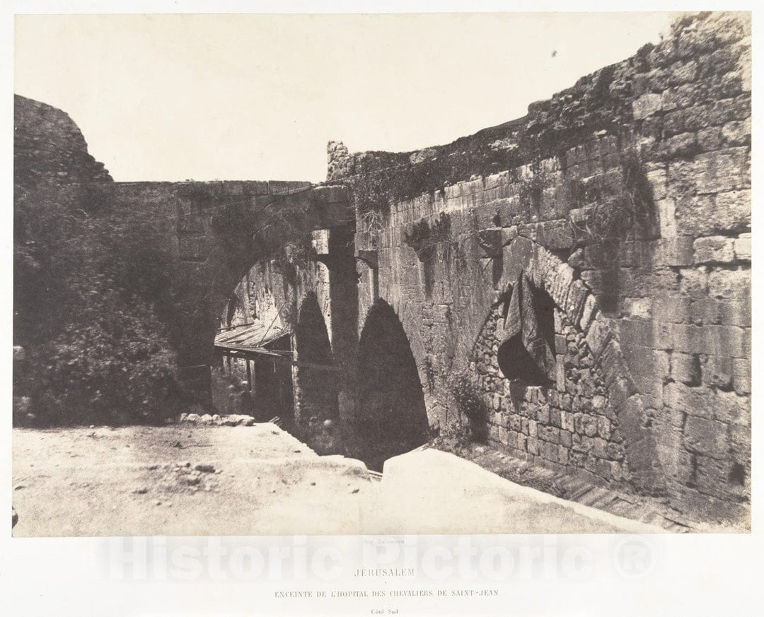 Photo Print : Auguste Salzmann - Jérusalem, Enceinte de l'Hopital des Chevaliers-de-Saint-Jean, Côté Sud : Vintage Wall Art