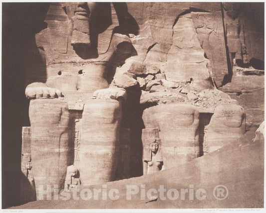 Photo Print : Félix Teynard - ABO-Sembil, Grand Spéos, Statues Colossales vues de Face (Parte Inférieure) : Vintage Wall Art