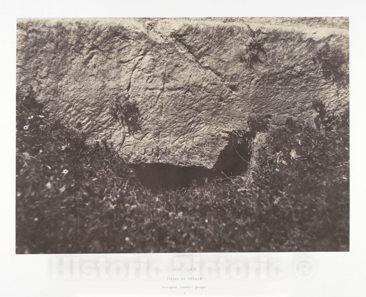 Photo Print : Auguste Salzmann - Jérusalem, Vallée de Hinnom, Inscription tumulaire Grecque, 2 : Vintage Wall Art
