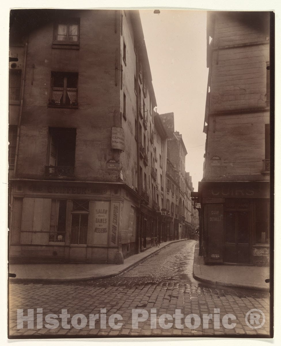 Photo Print : Eugène Atget - Rue Laplace and Rue Valette, Paris : Vintage Wall Art