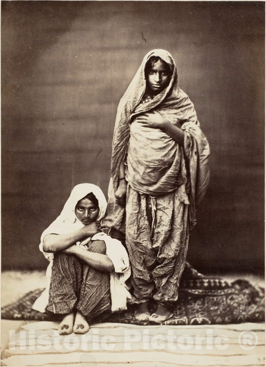 Photo Print : Two Indian Women, One Seated : Vintage Wall Art