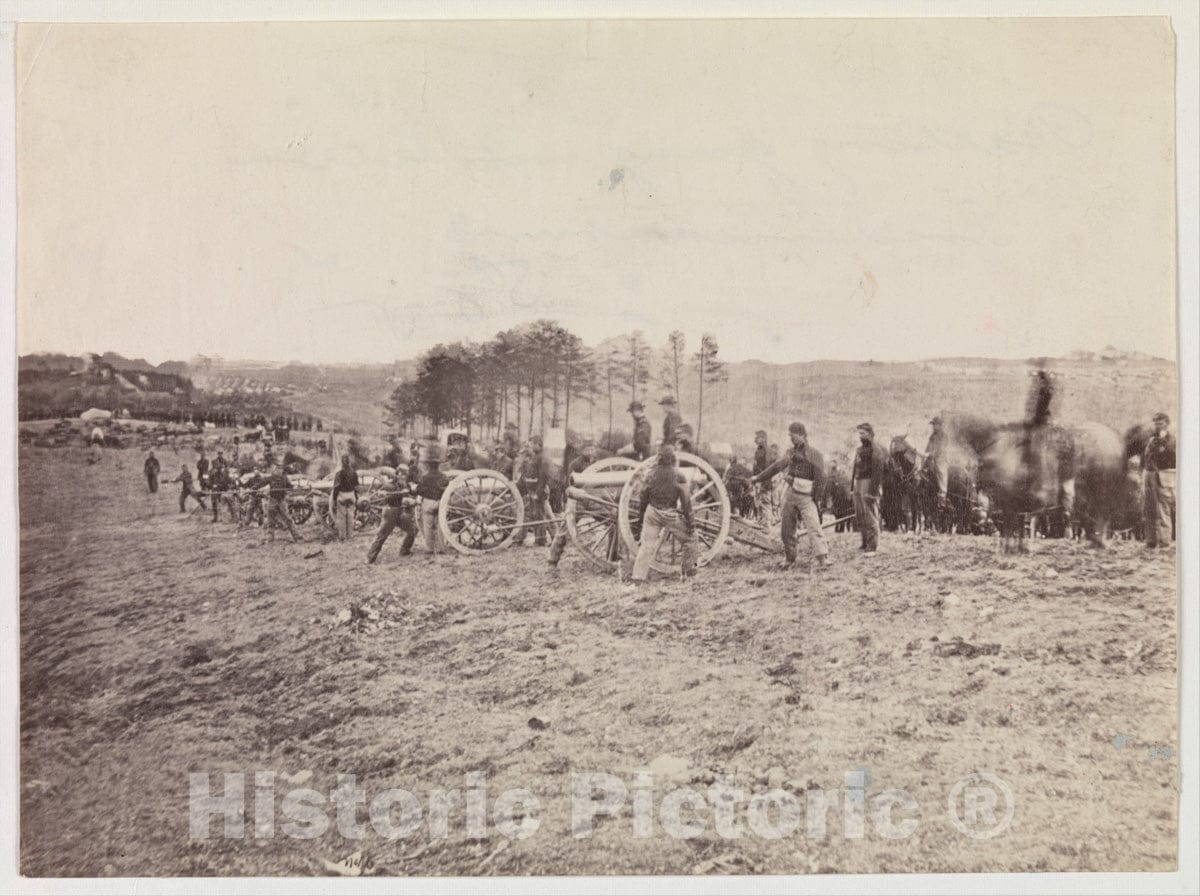 Photo Print : Andrew Joseph Russell - Battery Going into Action, Fredericksburg, December 13, 1862 : Vintage Wall Art