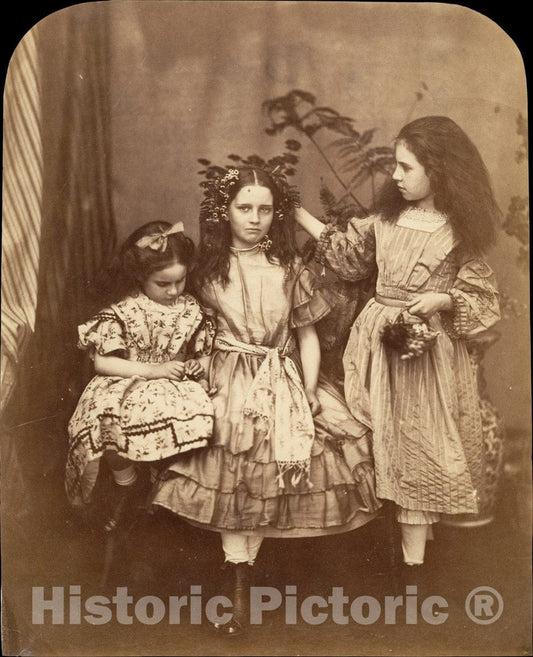 Photo Print : Lewis Carroll - Flora Rankin, Irene Macdonald, and Mary Josephine Macdonald at Elm Lodge : Vintage Wall Art