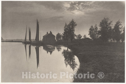 Photo Print : Peter Henry Emerson - Cantley: Wherries Waiting for The Turn of The Tide : Vintage Wall Art
