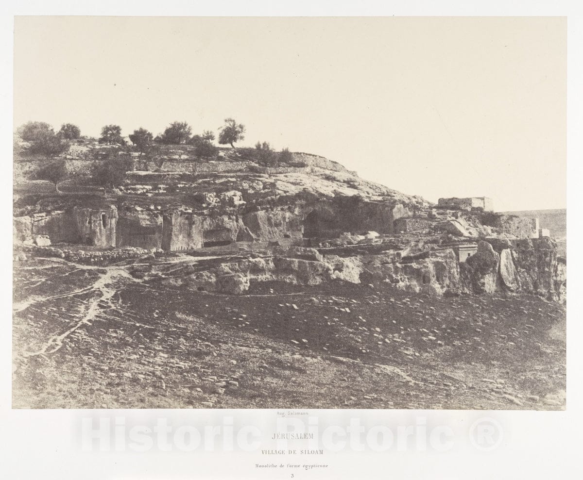 Photo Print : Auguste Salzmann - Jérusalem, Village de Siloam, Monolithe de Forme égyptienne, 3 : Vintage Wall Art
