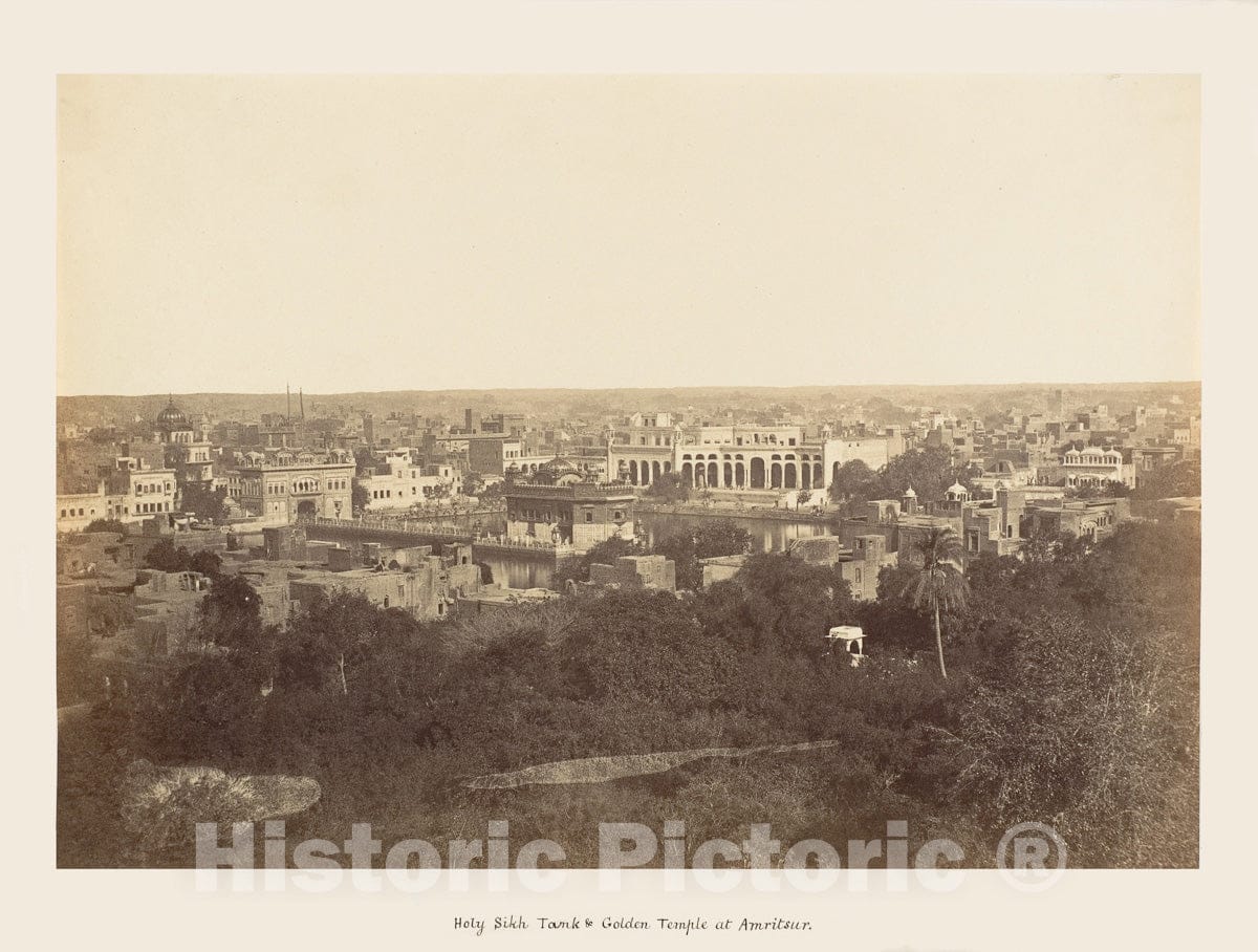 Photo Print : Holy Sikh Tank and Golden Temple at Amritsar : Vintage Wall Art