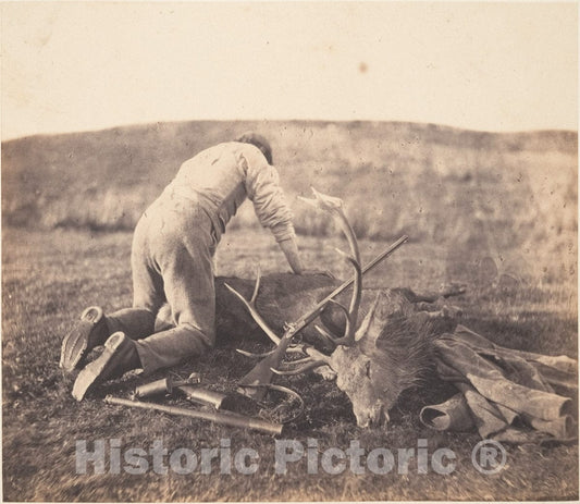 Photo Print : Horatio Ross - Jack Gralloching a Stag : Vintage Wall Art