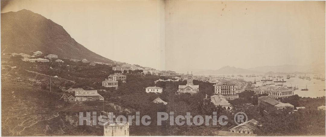 Photo Print : John Thomson - Panorama of Hong Kong : Vintage Wall Art