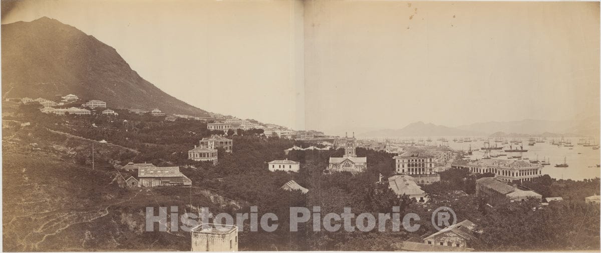 Photo Print : John Thomson - Panorama of Hong Kong : Vintage Wall Art