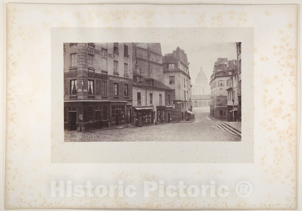 Photo Print : Charles Marville - Rue du Haut-Pave (Pantheon in Distance) : Vintage Wall Art