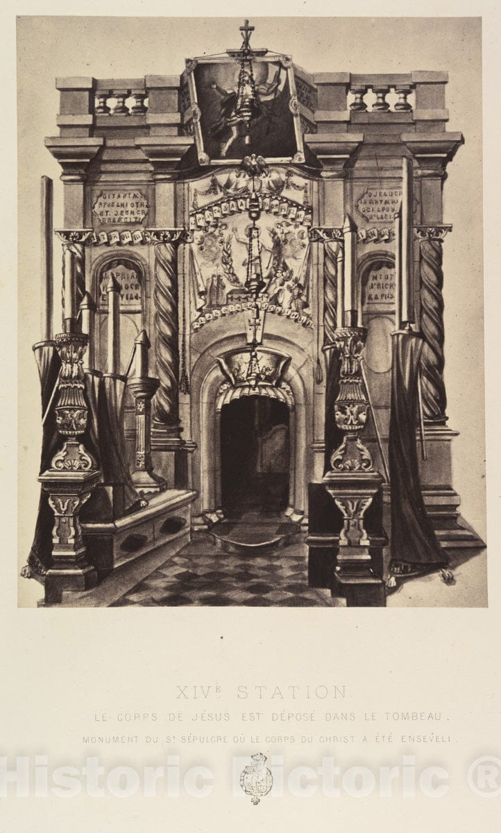 Photo Print : XIVe Station. Le Corps de Jesus est depose Dans le tombeau. - Artist: Louis de Clercq - Created: 1860 : Vintage Wall Art