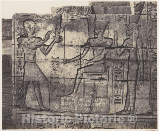 Photo Print : Félix Teynard - Karnak (Thèbes), Édifice en Ruines - Sculptures du la Paroi Intèrieure, en U : Vintage Wall Art