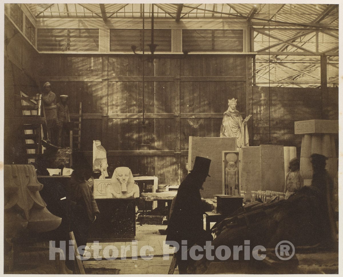 Photo Print : Philip Henry Delamotte - Storeroom with Artisans and Plaster Casts, Crystal Palace : Vintage Wall Art