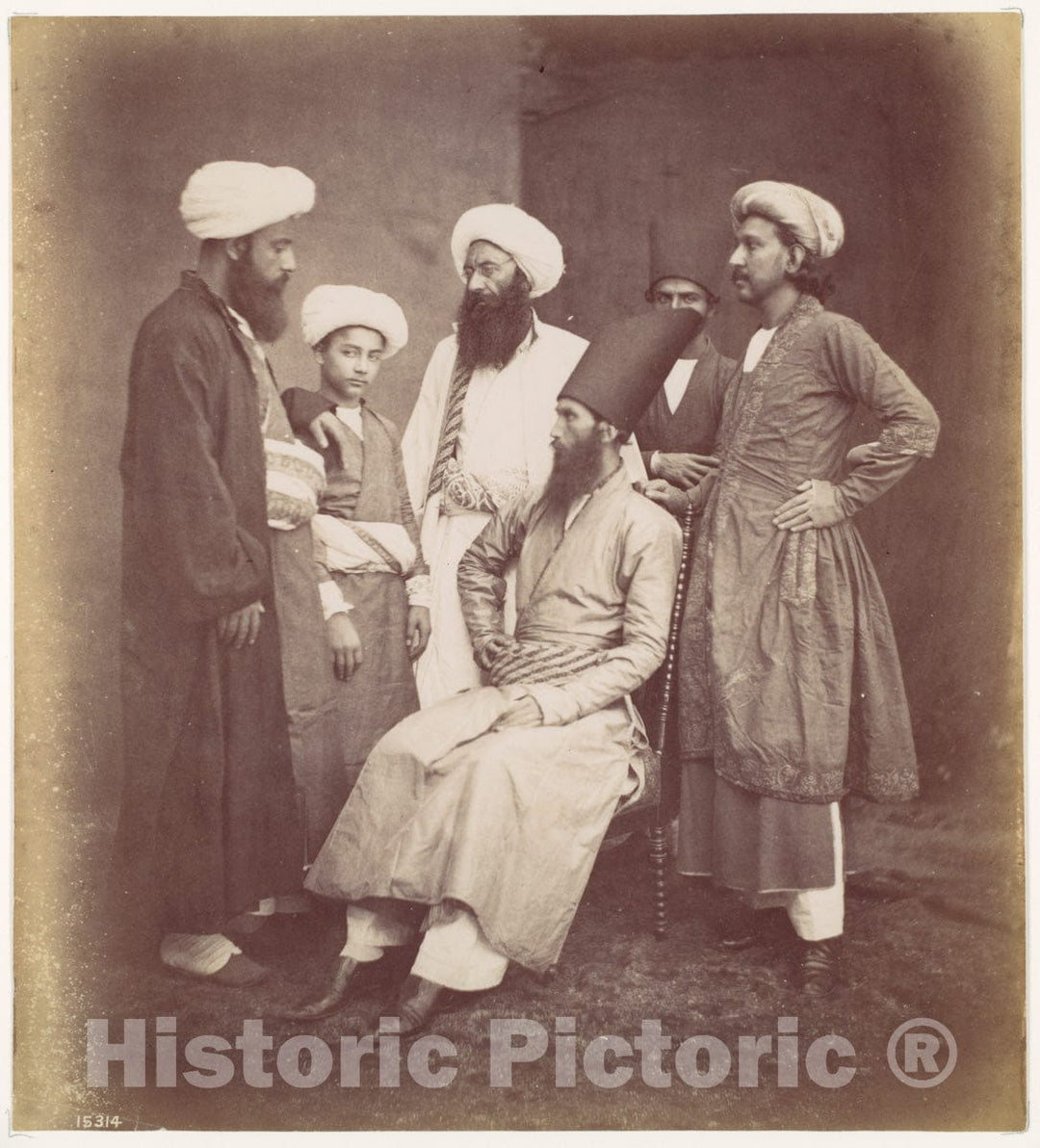 Photo Print : Francis Frith - Six East Indian Men : Vintage Wall Art