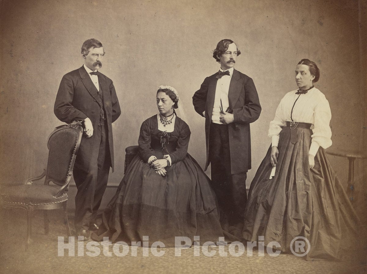 Photo Print : Alexander Gardner - Queen Emma of Hawaii and Her Entourage : Vintage Wall Art