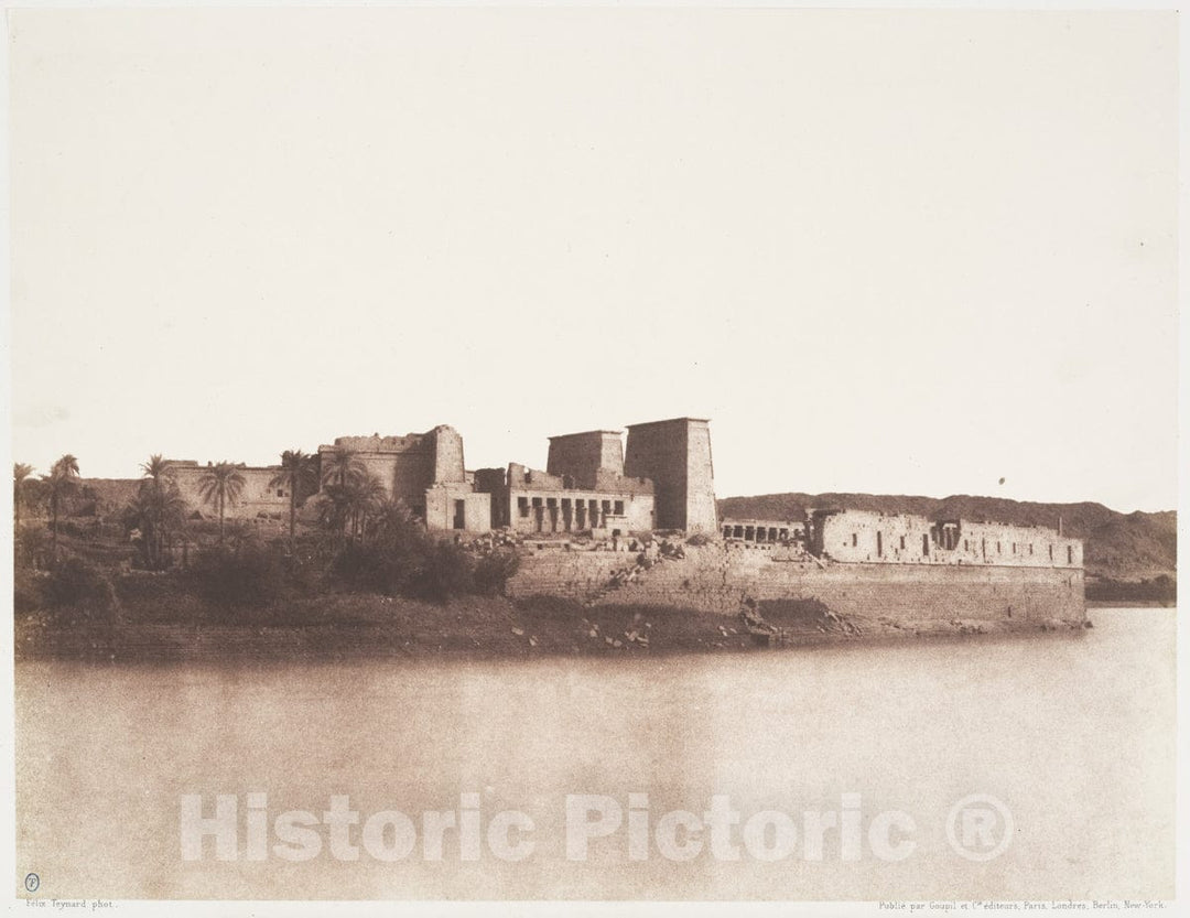 Photo Print : Félix Teynard - ILE de Fîleh (Philæ), Vu Générale Prise du Nord-Ouest au Point A : Vintage Wall Art