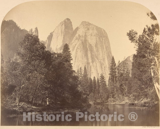 Photo Print : Carleton E. Watkins - Cathedral Rock, River View : Vintage Wall Art