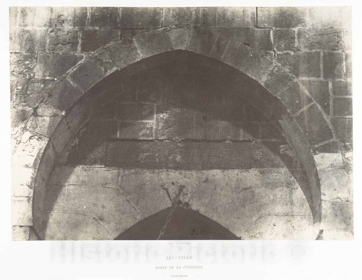 Photo Print : Auguste Salzmann - Jérusalem, Porte de la citadelle, Inscription : Vintage Wall Art