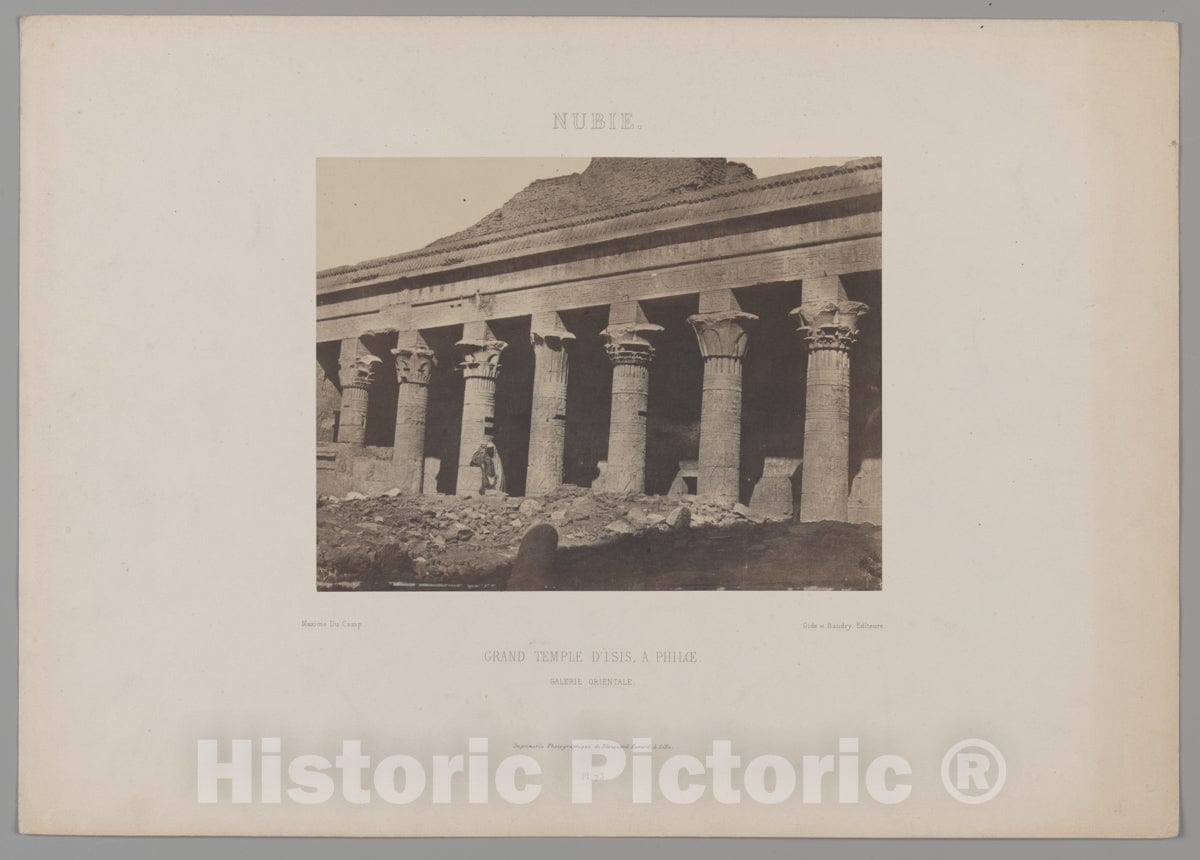 Photo Print : Maxime Du Camp - Nubie, Grand Temple d'Isis, a Philœ, Galerie Orientale : Vintage Wall Art