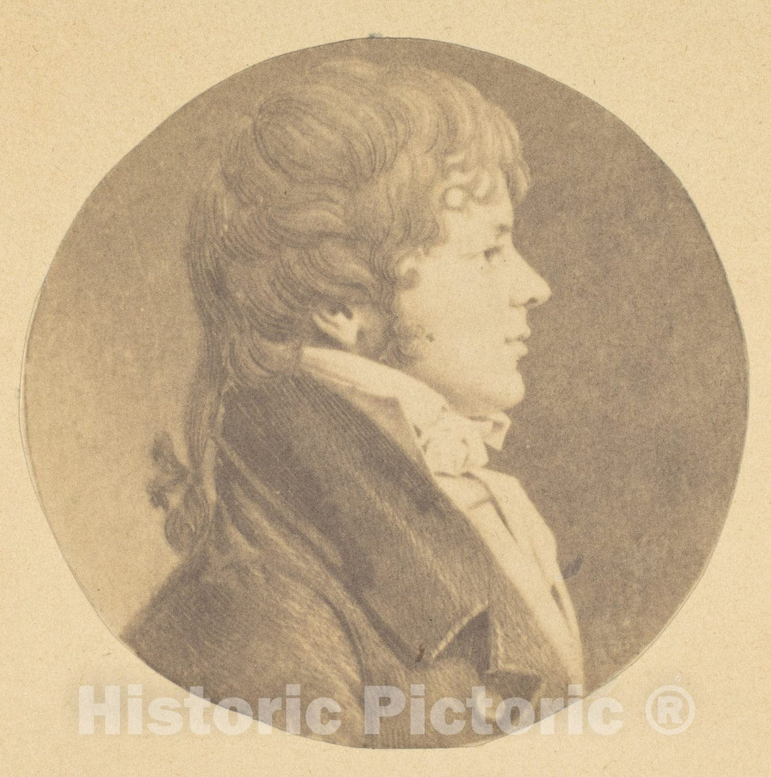 Photo Print : Jeremiah Gurney - Mezzotint Portrait of a Young Man in Profile, from The St. Memin Collection of Portraits : Vintage Wall Art