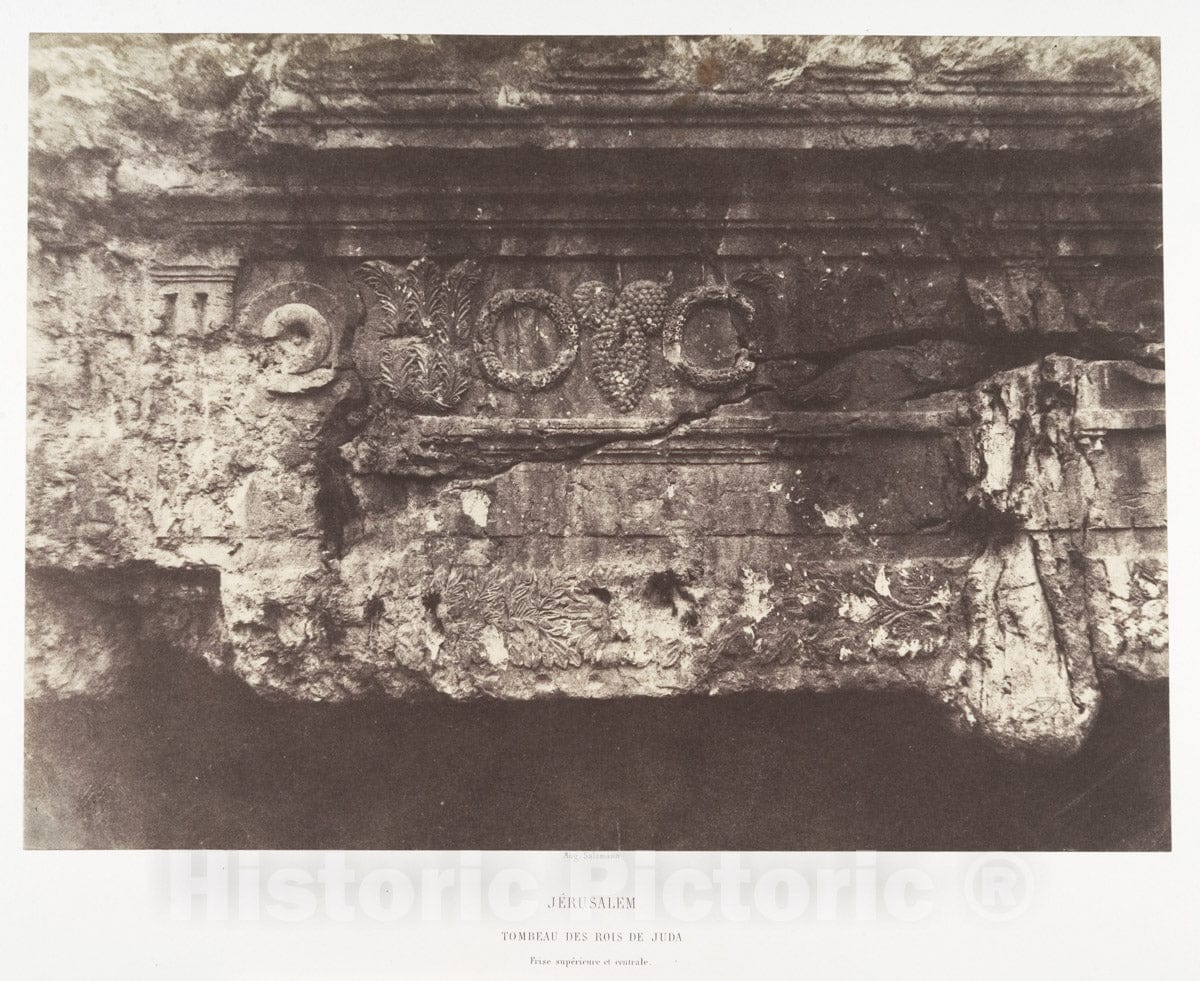 Photo Print : Auguste Salzmann - Jérusalem, Tombeau des Rois de Juda, Frise supérieure et Centrale : Vintage Wall Art