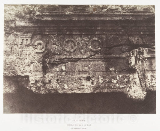 Photo Print : Auguste Salzmann - Jérusalem, Tombeau des Rois de Juda, Frise supérieure et Centrale : Vintage Wall Art