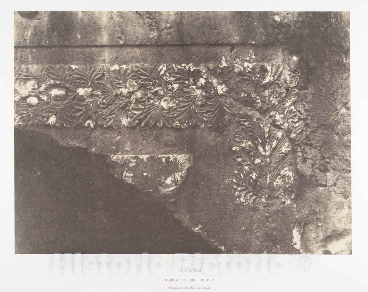 Photo Print : Auguste Salzmann - Jérusalem, Tombeau des Rois de Juda, Encadrement de feuillages et de Fruits : Vintage Wall Art