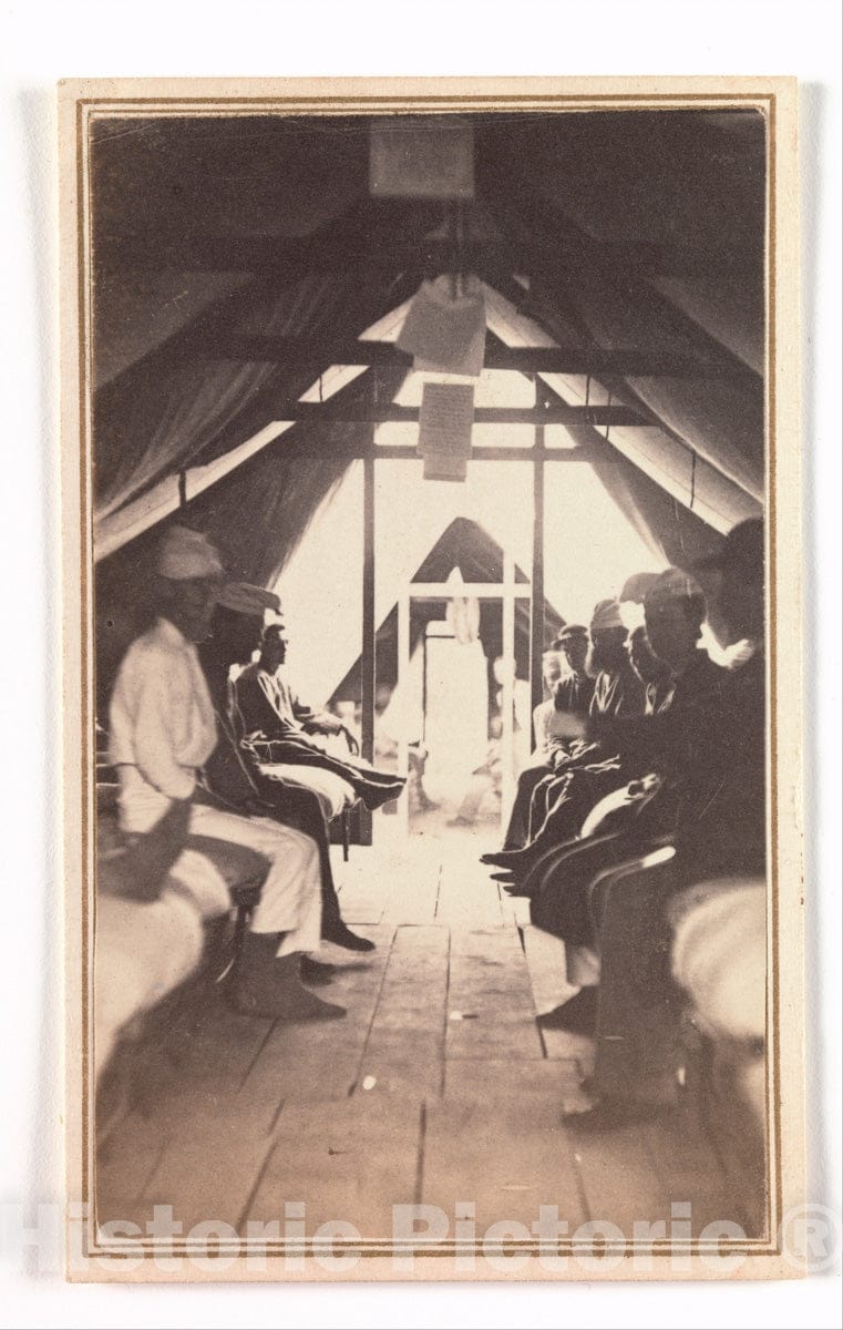 Art Print : Reed Brockway Bontecou - Wounded Soldiers on Cots, Possibly at Harewood Hospital : Vintage Wall Art