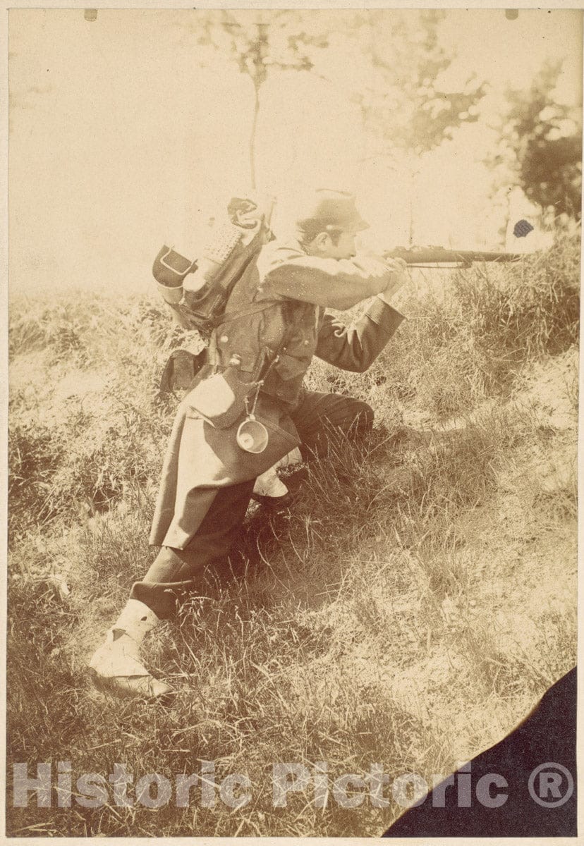 Photo Print : Soldier Aiming Rifle 1 : Vintage Wall Art