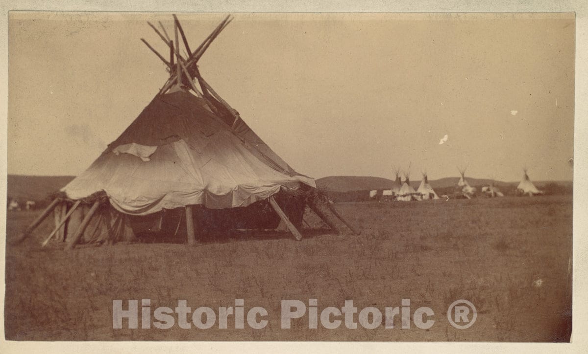 Photo Print : Teepee in Native American Camp : Vintage Wall Art