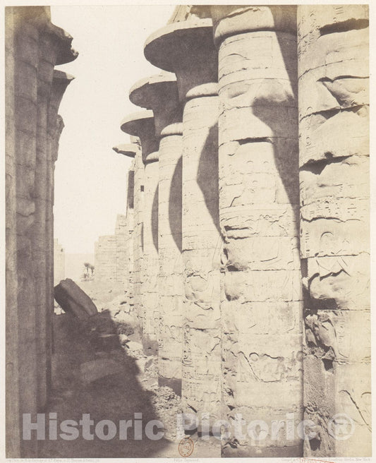 Photo Print : Félix Teynard - Karnak (Thèbes), Palais - Salle Hypostyle - Colonnade Centrale Vue du Point J : Vintage Wall Art