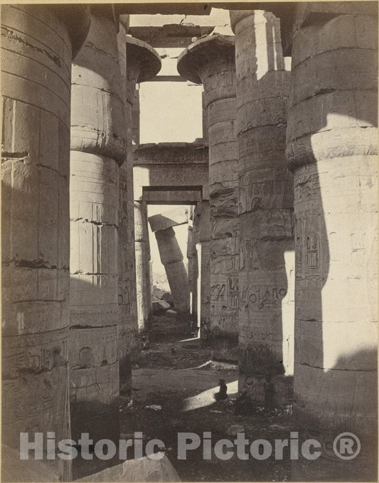 Photo Print : Adolphe Braun - Haute-Egypt, Salle Hypostyle à Karnak : Vintage Wall Art