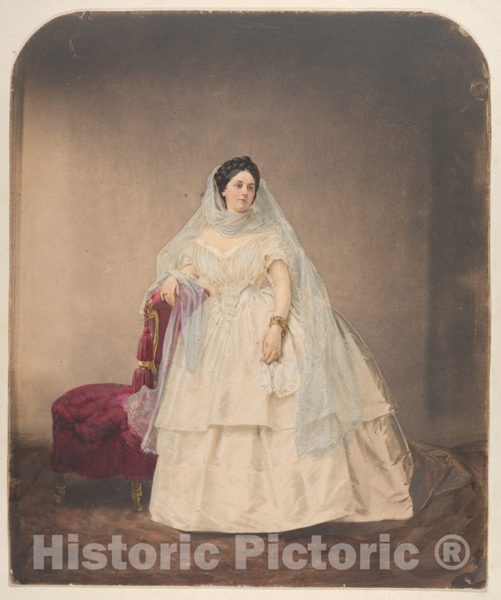 Photo Print : Pierre-Louis Pierson - Portrait in a White Dress : Vintage Wall Art