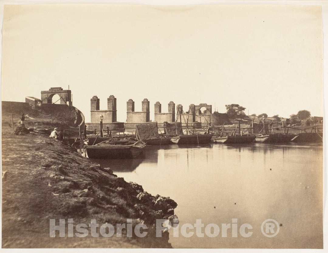 Photo Print : Suspension Bridge Over The Hindun River Destroyed by The Rebels in 1857 : Vintage Wall Art